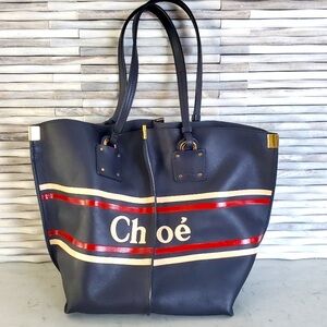 Chloe Vick Blue calfskin Leather Tote Bag